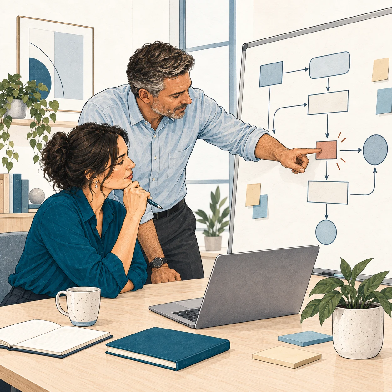 Illustration: Analysts reviewing a workflow